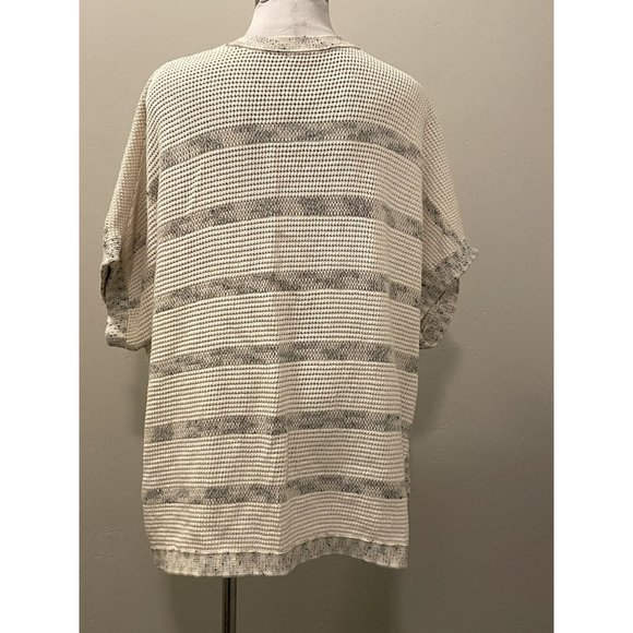 VINCE Popover White Knit Stripe Speckle Sweater Boxy Tunic Top sz.XS V340576442 - Picture 6 of 8
